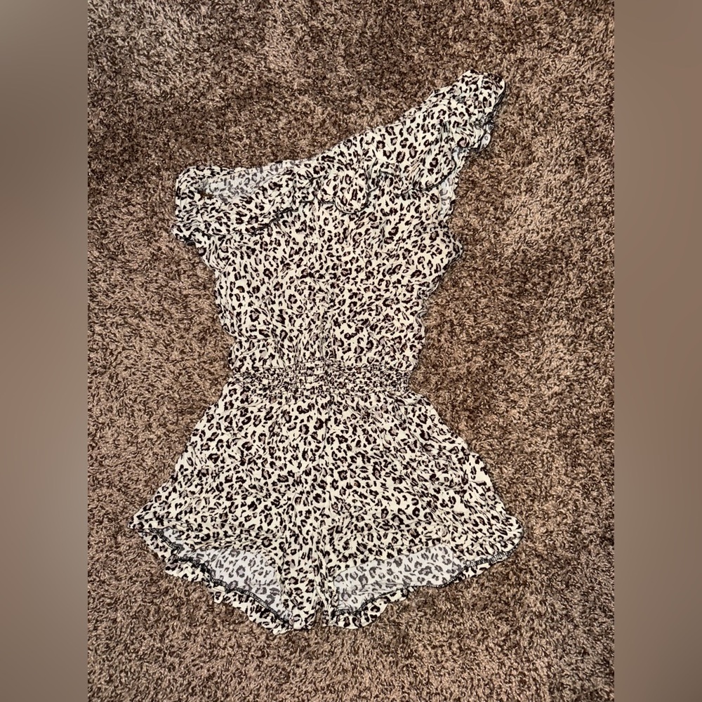 FCNY Jaguar/Leopard Print (Brown, Tan, Off White) Romper with ruffles